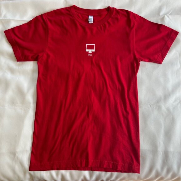 APPLE STORE T Shirt Unisex Women Red Macintosh iMac Employee Short Sleeve Tee S - Picture 13 of 15